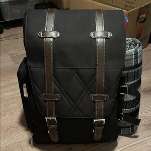 Large Capacity Picnic Backpack with Insulated Cooler Compartment